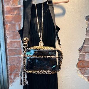 Cheetah outlined Clear Crossbody bag